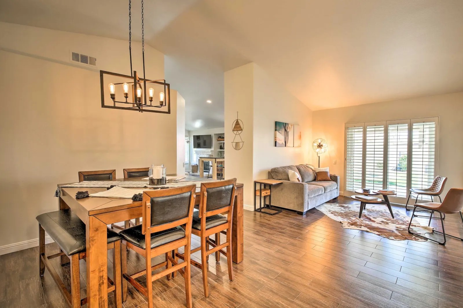 Dining table beside the living room